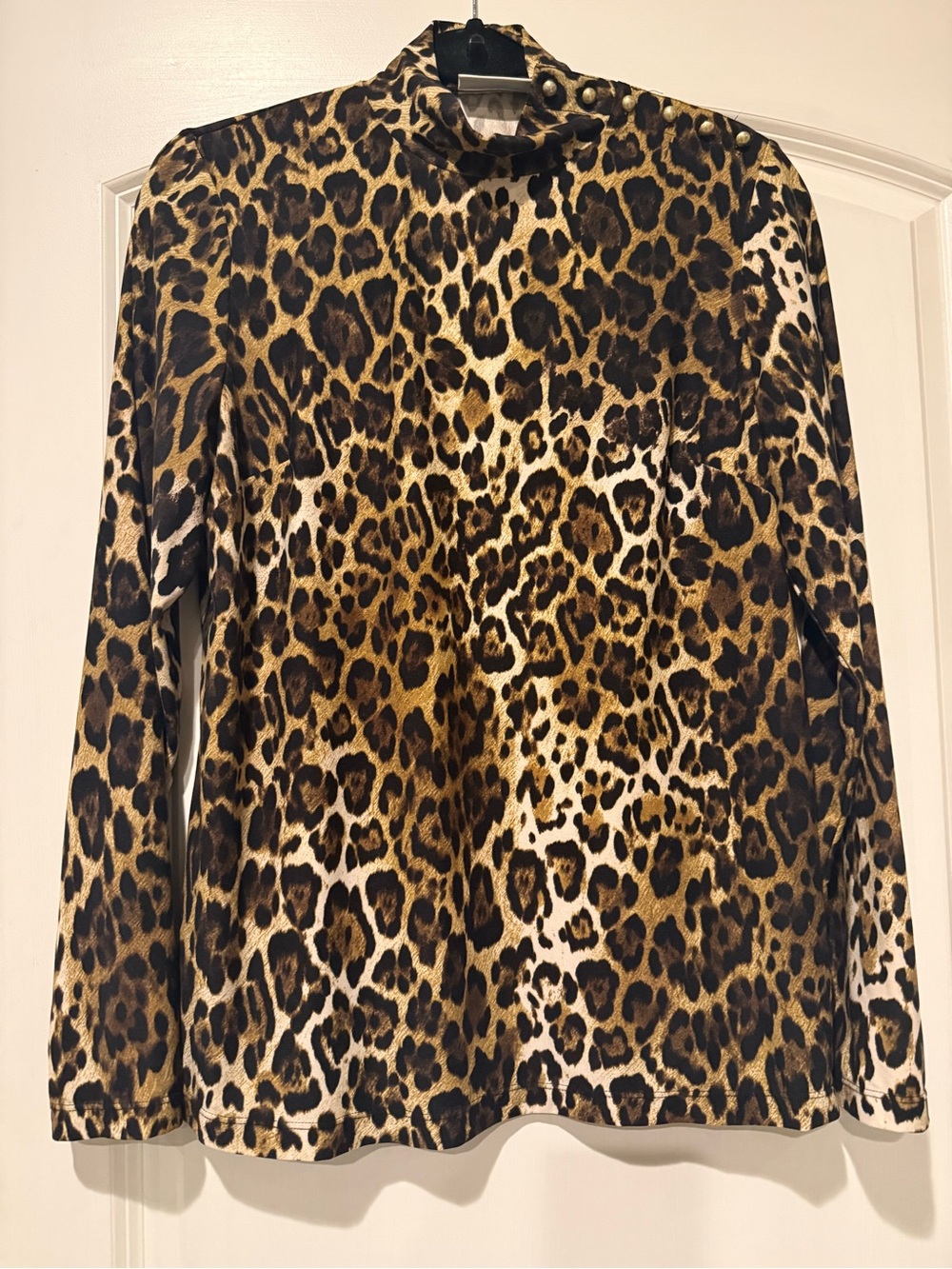 Susan Graver Leopard Print Long Sleeve Top - Brown/Black